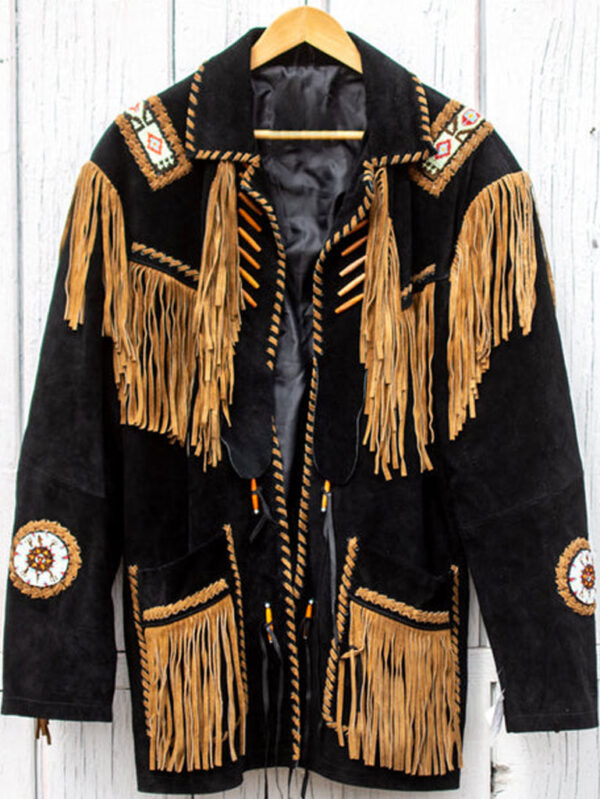 Beaded Leather Fringe Women's Jacket